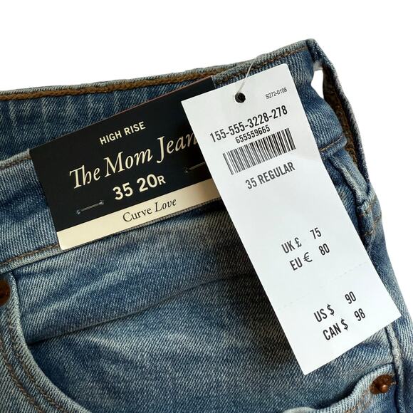 NWT Abercrombie & Fitch The Mom High Rise Curve Love Jeans Size 35 / 20R - Picture 5 of 12